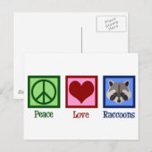 Peace Love Raccoons Briefkaart (Voorkant / Achterkant)
