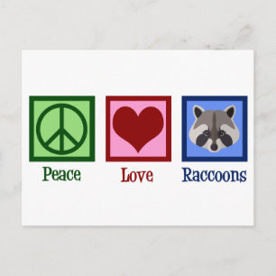 Peace Love Raccoons Briefkaart