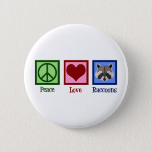 Peace Love Raccoons Ronde Button 5,7 Cm