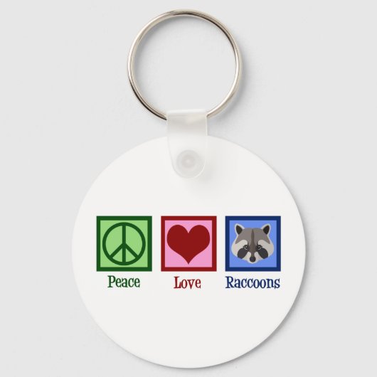 Peace Love Raccoons Sleutelhanger (Voorkant)