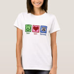 Peace Love Raccoons T-shirt<br><div class="desc">Een vredesteken,  hart en een schattige wasbeer.</div>