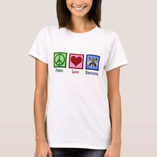 Peace Love Raccoons T-shirt (Voorkant)