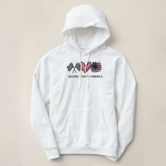 Peace Love Racing Flag America Racing Lovers Hoodie (Design voorkant)