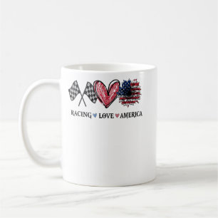 Peace Love Racing Flag America Racing Lovers Koffiemok