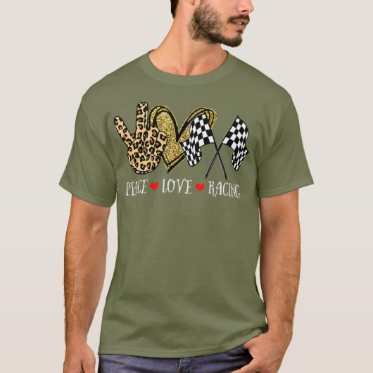 Peace Love Racing Leopard Racing Lovers T-shirt (Voorkant)