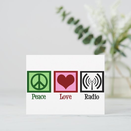 Peace Love Radio Briefkaart (Staand voorkant)