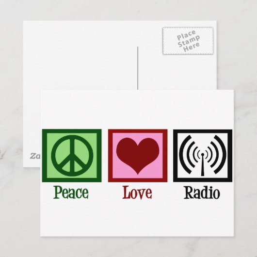 Peace Love Radio Briefkaart (Voorkant / Achterkant)
