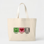 Peace Love Radio Grote Tote Bag (Voorkant)
