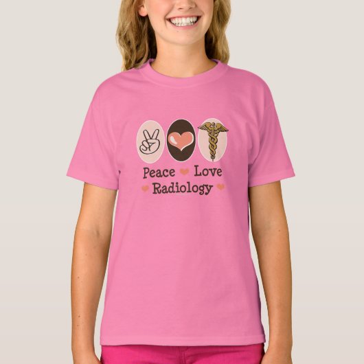 Peace Love Radiology Kinder Ringer T-shirt (Voorkant)
