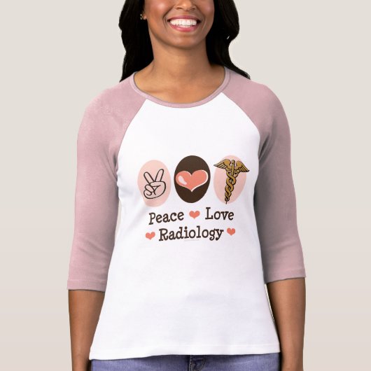 Peace Love Radiology Raglan T-shirt (Voorkant)