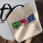 Peace Love Radiology Tote Bag<br><div class="desc">A peace sign, heart, and an x-ray. A cute gift for a radiologist.</div>