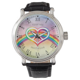 Peace Love Rainbow Horloge