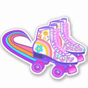 Peace Love Rainbow Roller Schaats Sticker