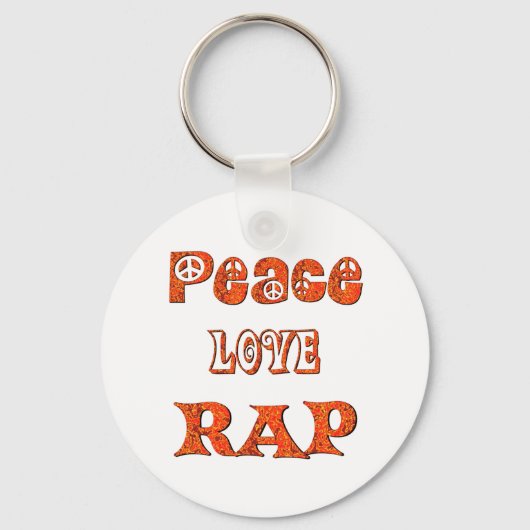 PEACE LOVE RAP SLEUTELHANGER (Voorkant)