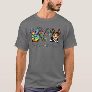 Peace Love Rat Terrier Funny Tie Dye Hondenliefheb T-shirt