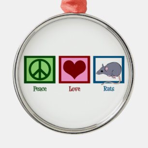 Peace Love Rats Metalen Ornament