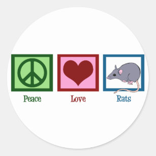 Peace Love Rats Ronde Sticker