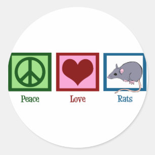 Peace Love Rats Ronde Sticker