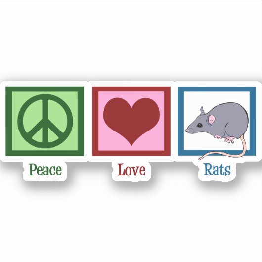 Peace Love Rats Sticker (Voorkant)