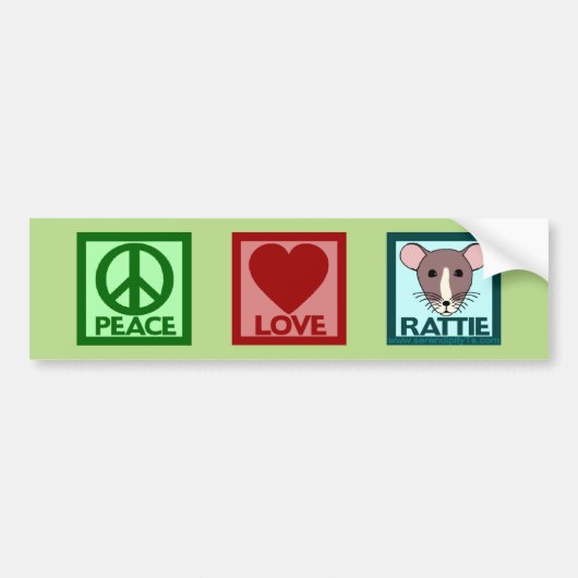 Peace Love Rattie Bumpersticker (Voorkant)