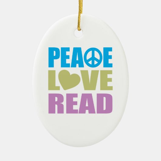 Peace Love Read Keramisch Ornament (Voorkant)