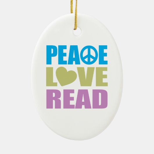 Peace Love Read Keramisch Ornament (Achterkant)