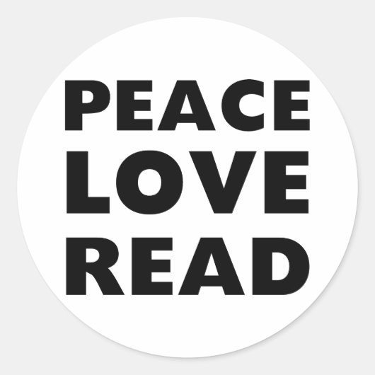 Peace Love Read Ronde Sticker (Voorkant)