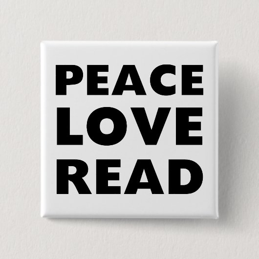 Peace Love Read Vierkante Button 5,1 Cm (Voorkant)