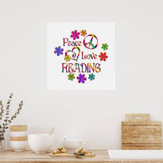Peace Love Reading Poster (Keuken)