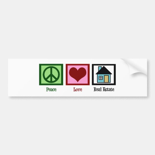 Peace Love Real Estate Bumpersticker (Voorkant)