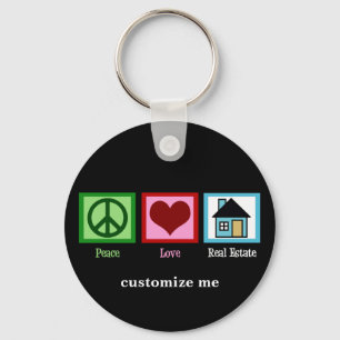 Peace Love Real Estate Company Custom Realtor Sleutelhanger