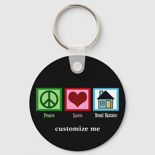 Peace Love Real Estate Company Custom Realtor Sleutelhanger (Voorkant)