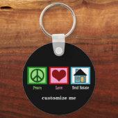 Peace Love Real Estate Company Custom Realtor Sleutelhanger (Voorkant)