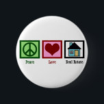 Peace Love Real Estate Company Ronde Button 5,7 Cm<br><div class="desc">vastgoedgeschenken voor een goed,  een eigendomsbedrijf,  een hypotheekmakelaar,  een leningofficier of zelfs een nieuwe huiseigenaar. Een vredesteken,  een hart en een huis.</div>
