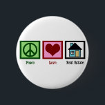 Peace Love Real Estate Company Ronde Button 5,7 Cm<br><div class="desc">vastgoedgeschenken voor een goed,  een eigendomsbedrijf,  een hypotheekmakelaar,  een leningofficier of zelfs een nieuwe huiseigenaar. Een vredesteken,  een hart en een huis.</div>