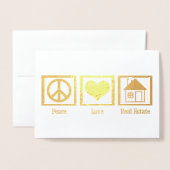 Peace Love Real Estate Company Upgrade Custom Gold Folie Kaarten (Voorkant met envelop)