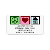 Peace Love Real Estate Cute Custom Realtor Adres Etiket (Voorkant)