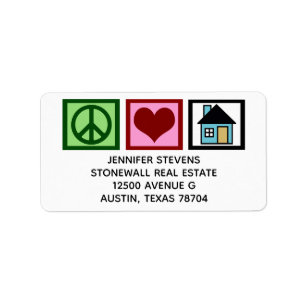 Peace Love Real Estate Cute Custom Realtor Adres Etiket
