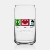 Peace Love Real Estate Cute Custom Realtor Blikvorm Glas (Voorkant)