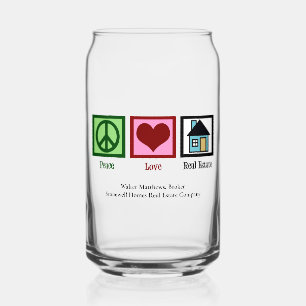 Peace Love Real Estate Cute Custom Realtor Blikvorm Glas