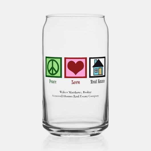 Peace Love Real Estate Cute Custom Realtor Blikvorm Glas (Voorkant)