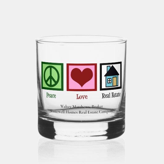Peace Love Real Estate Cute Custom Realtor Whisky Glas (Voorkant)
