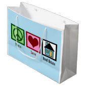 Peace Love Real Estate Groot Cadeauzakje (Voorkant Gekanteld)