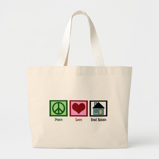 Peace Love Real Estate Grote Tote Bag (Voorkant)