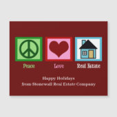 Peace Love Real Estate Rode Kerstmagneet Kaart (Voorkant)