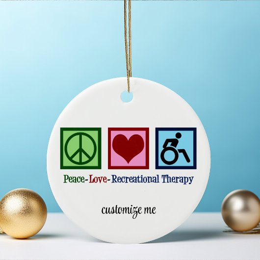 Peace Love Recreationele Therapie Aangepast kerstf Keramisch Ornament