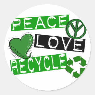PEACE LOVE RECYCLEN 1 T-shirts & geschenken Ronde Sticker