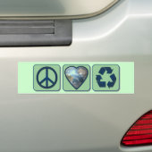 Peace Love Recyclen Bumpersticker (Op auto)