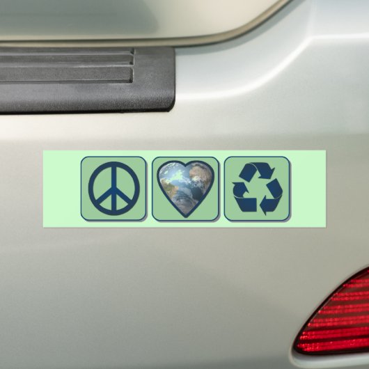 Peace Love Recyclen Bumpersticker (Op auto)