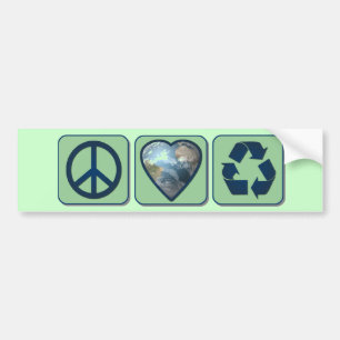 Peace Love Recyclen Bumpersticker